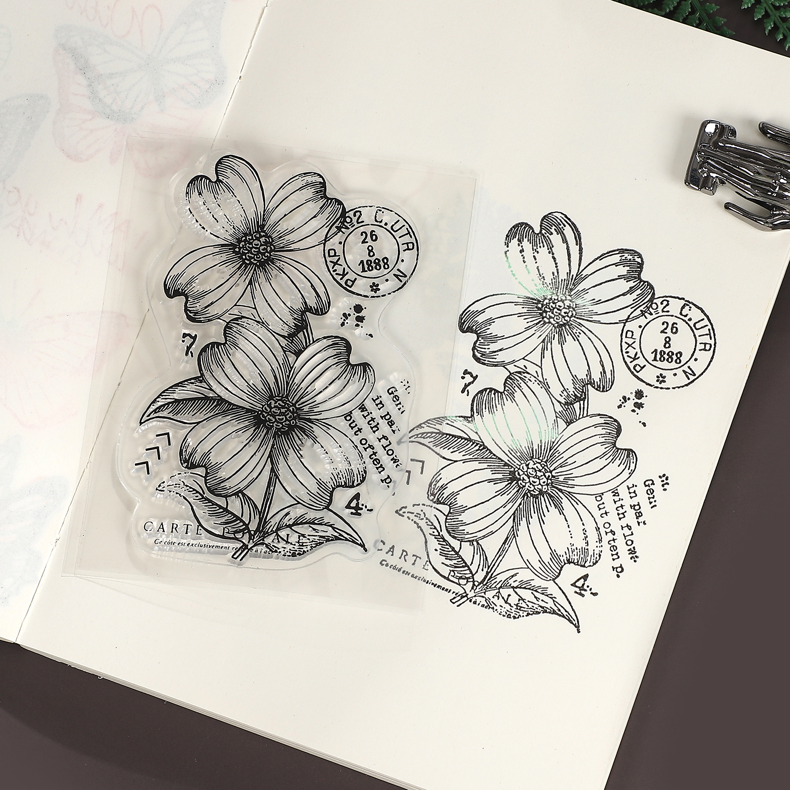 Silicone Stamp - Vintage Butterfly Flower Number Label Character Landscape Transparent 