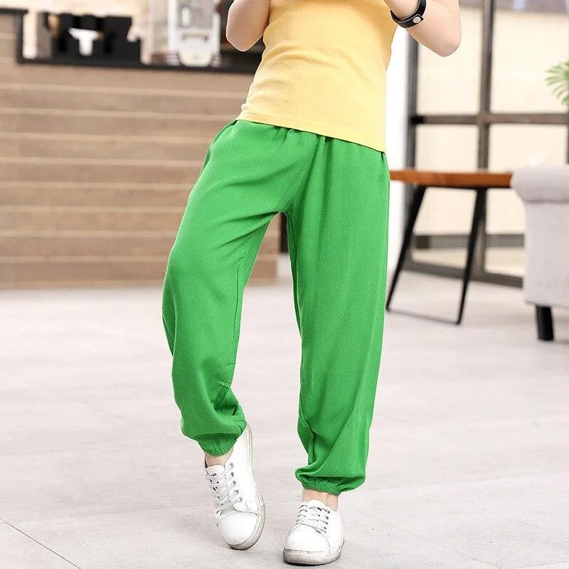 2-11 Years Boys Girls Sports Pants Children Pure Color Trousers Kids Summer Autumn Anti-mosquito Pants Spring Cotton Pajama Pant