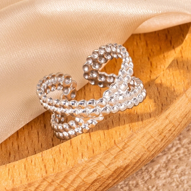 Casual Minimalist Leaf Titanium Steel Plating Open Rings