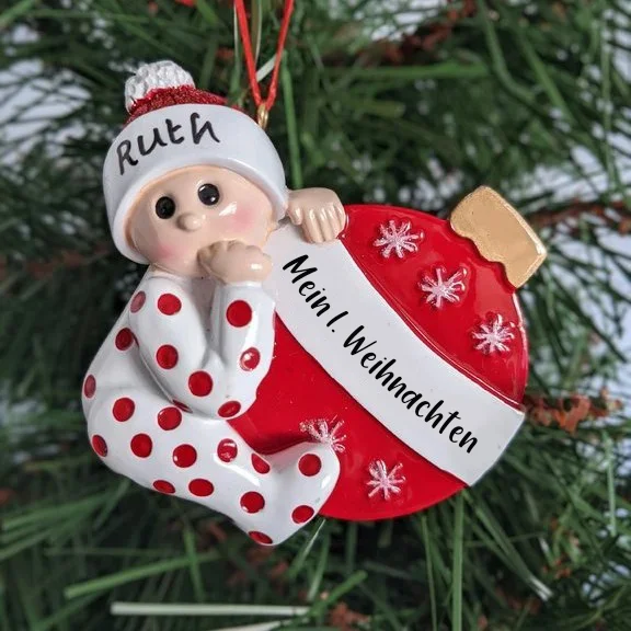 Kettenmachen Holz Weihnachtsornament-Personalisierter Name & Text Ball Baby Ornament