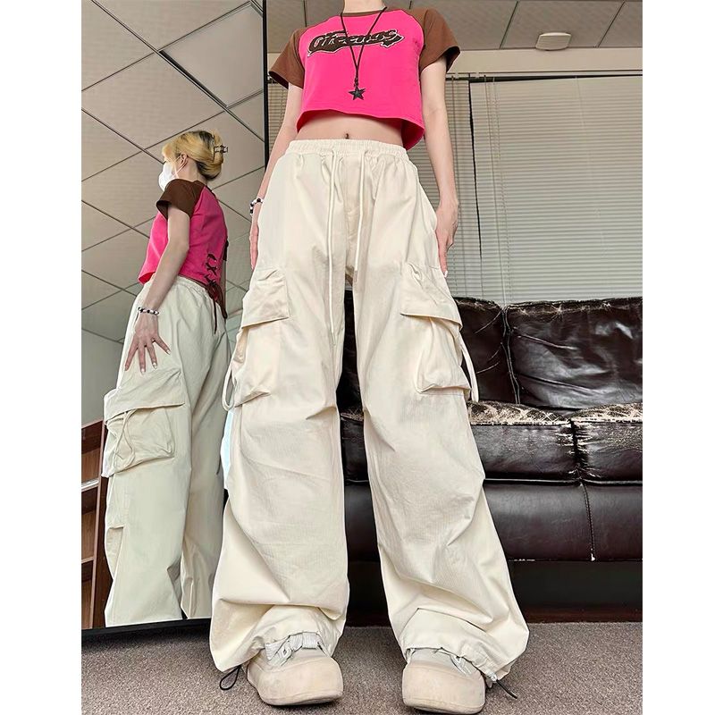 Bonusgig Women Wide-legged Pants Vintage Workwear Pants Baggy Trouser Baggy Trouser Y2k Harajuku High Waisted Streetwear Design Casual