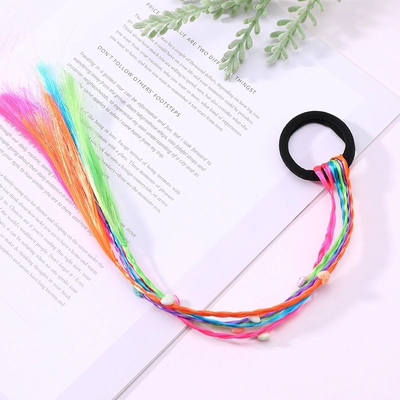 Fashion Children’s Colored Hair Rope Colorful Gradient Wig Twist Braid Rubber Band Hair Tie
