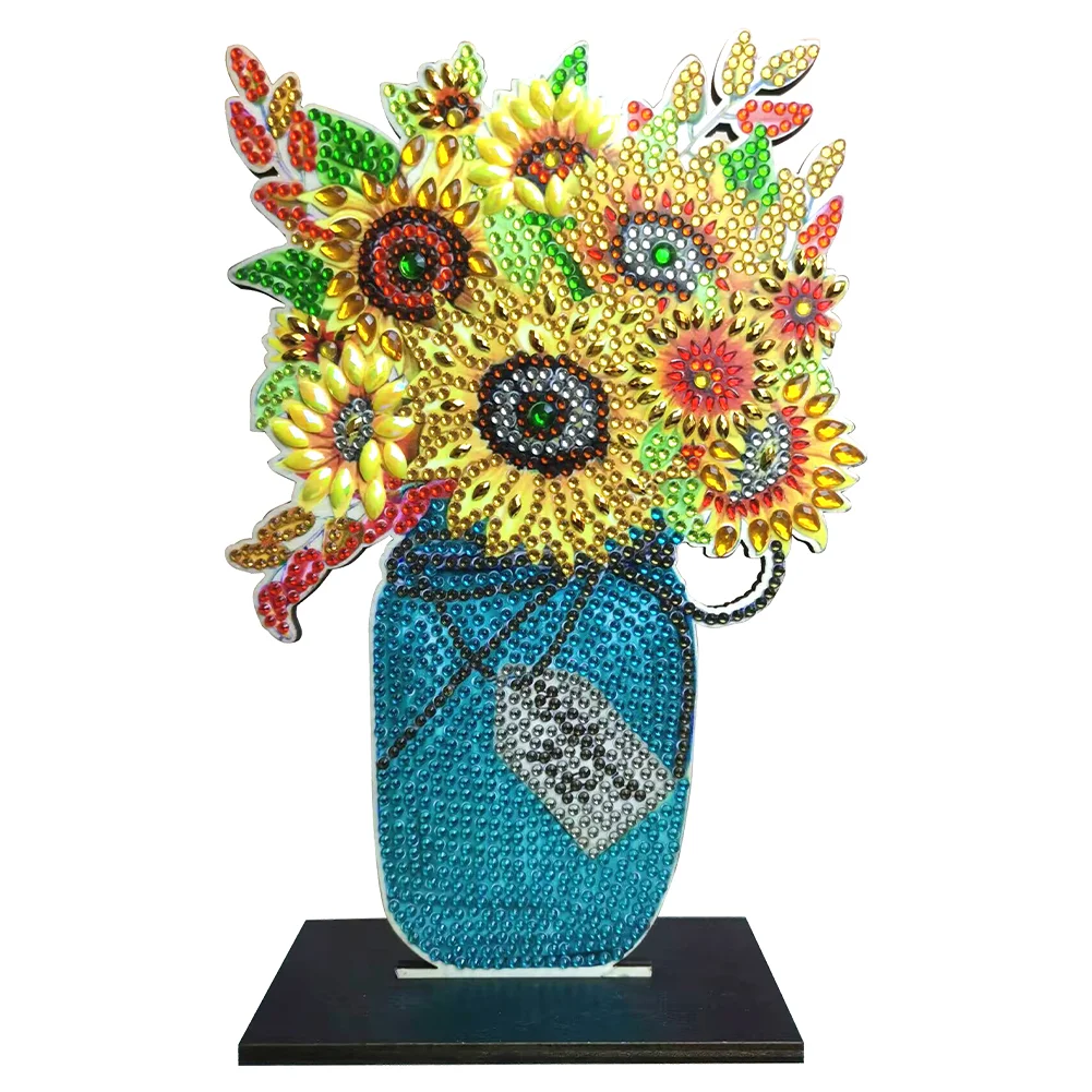 DIY Sunflower Wooden Table Ornament Art Crafts Single Sided Home Decoration