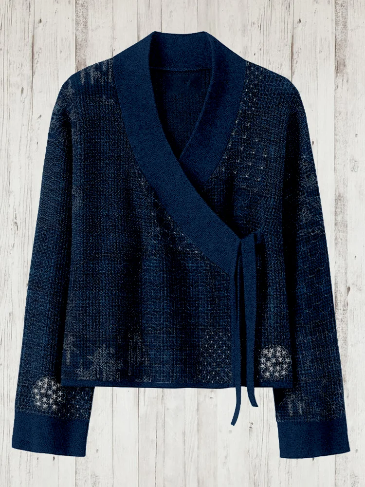 Japanese Traditional Sashiko Art Cozy Kimono Cardigan