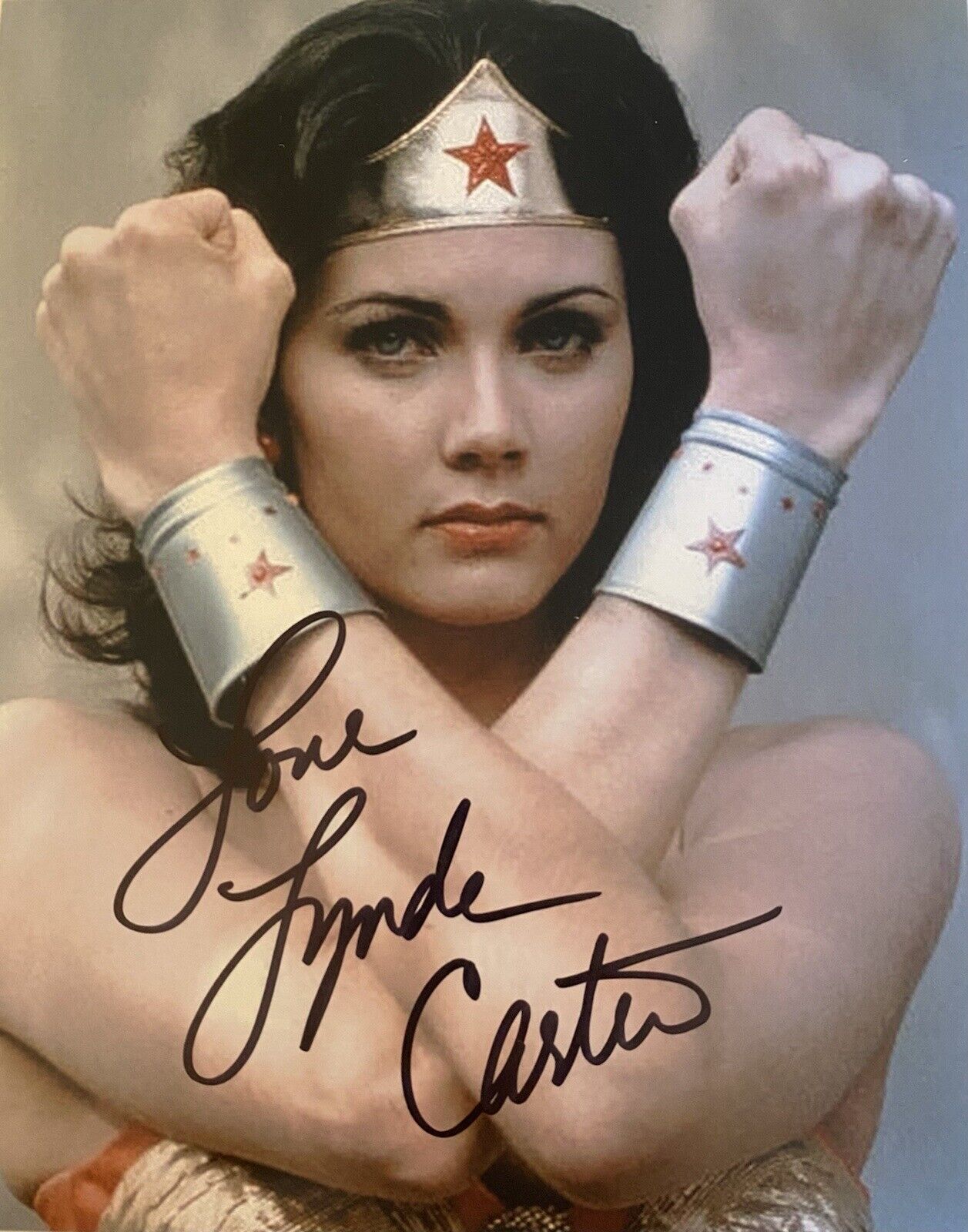 Wonder Woman Lynda Carter Signed Autographed Sexy 8x10 Color Photo Poster painting