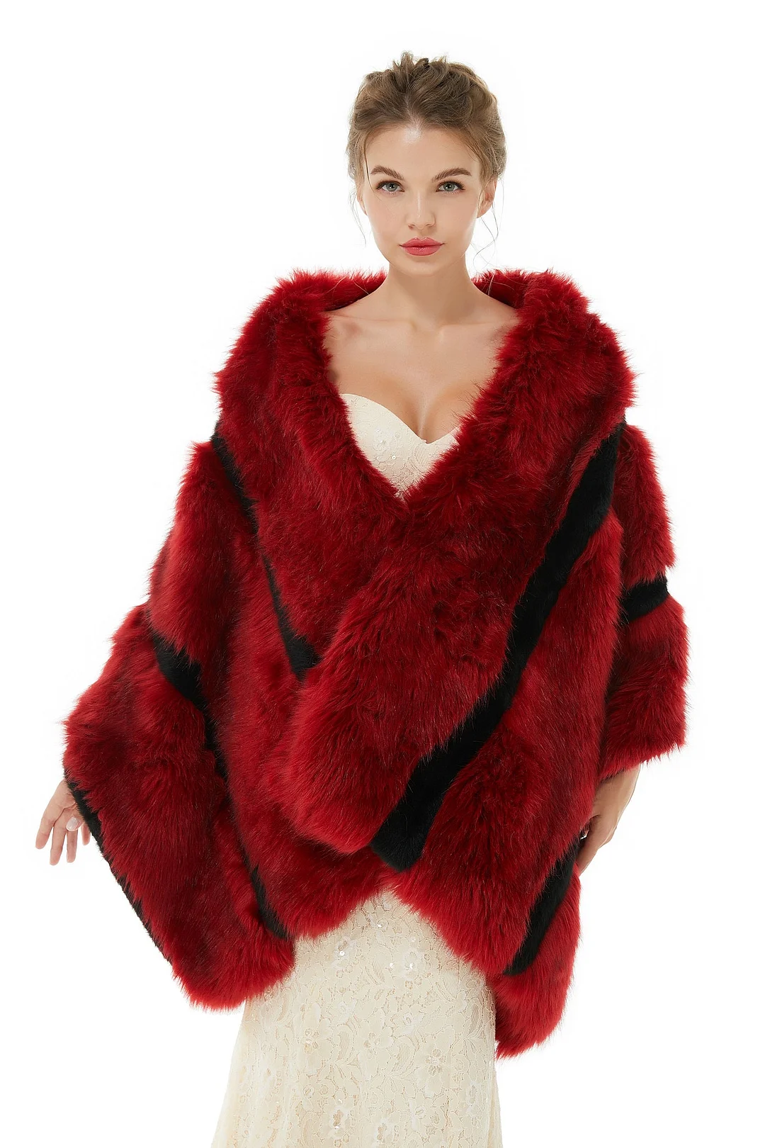 Luluslly Pretty Burgundy Faux Fur Wedding Wrap Bridal Shrug