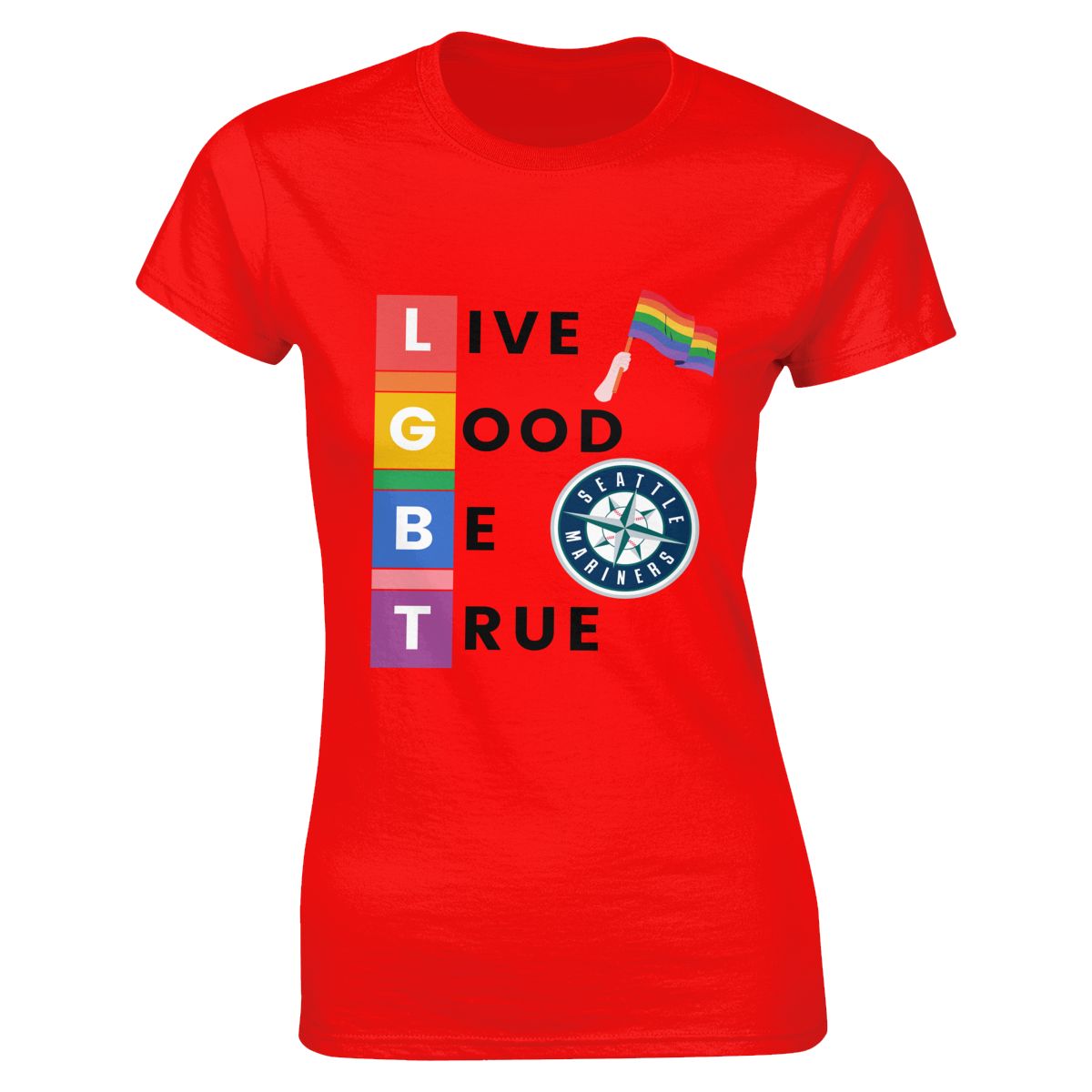 Seattle Mariners LGBT Pride Women's Crewneck T-Shirt