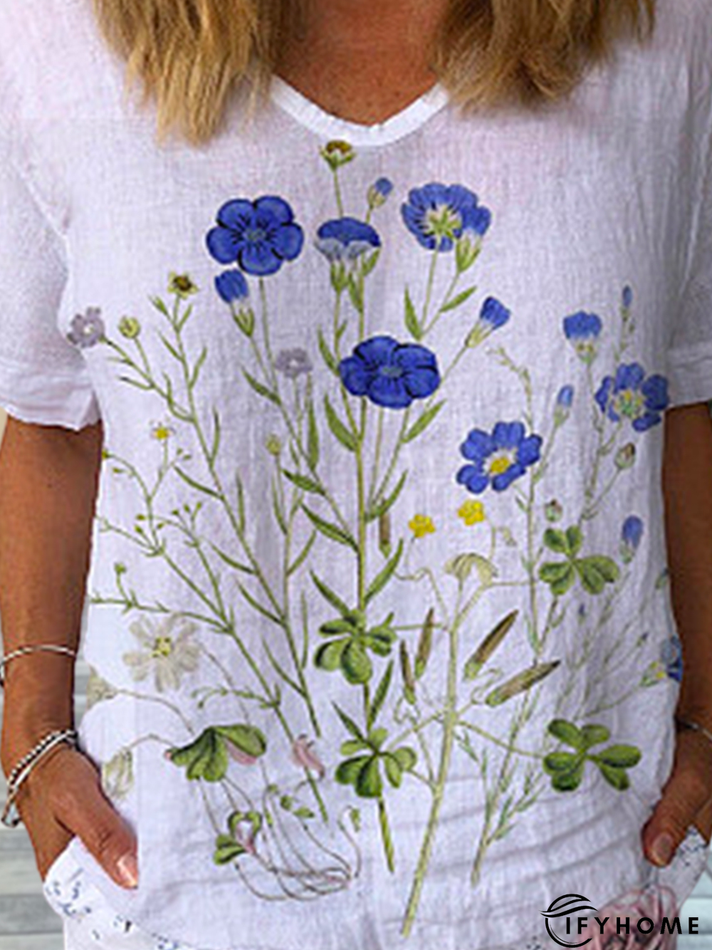 Loose Floral Casual Linen Blouse | IFYHOME