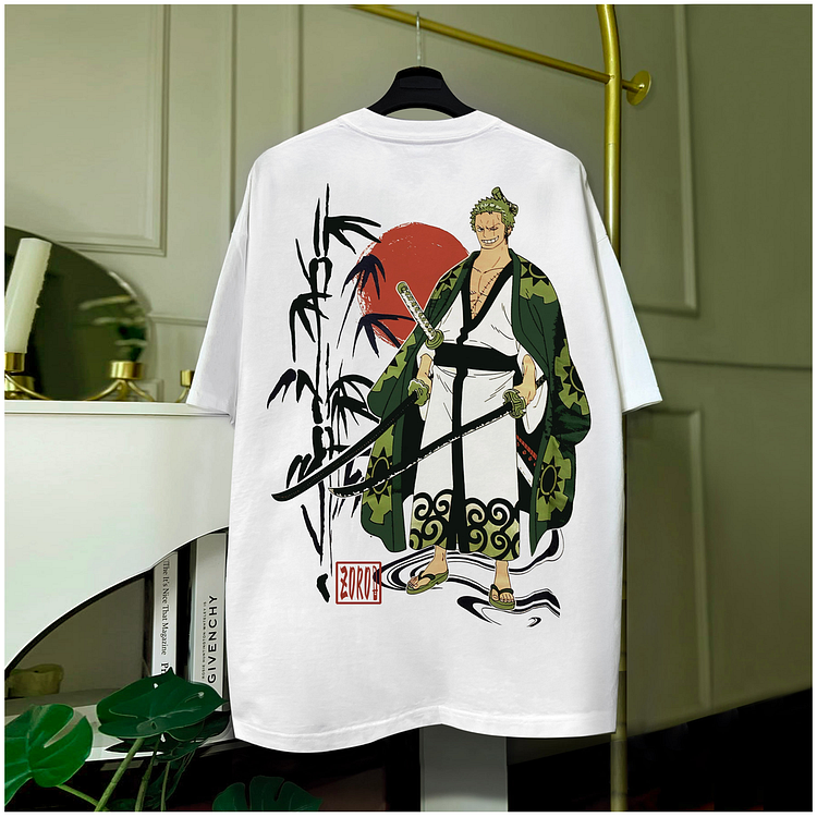 Pure Cotton One Piece Zoro Wano Country Kimono Version T-shirt weebmemes