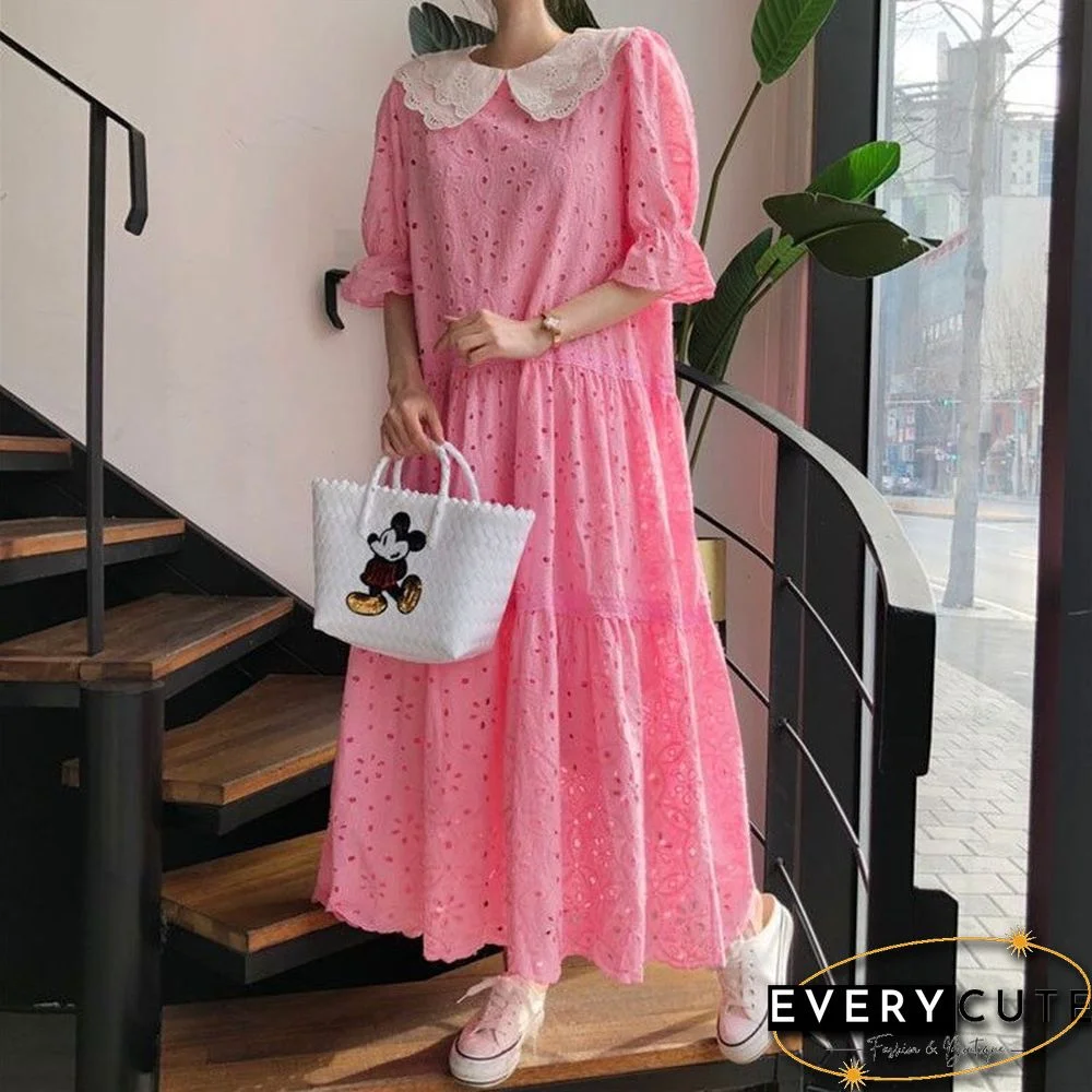 new spring and summer empty lace loose dress women