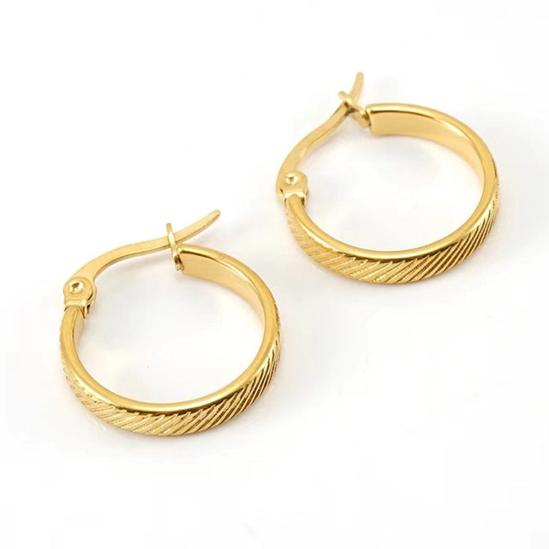 1 Pair Elegant Minimalist Solid Color 304 Stainless Steel 18K Gold Plated Stainless Steel Earrings