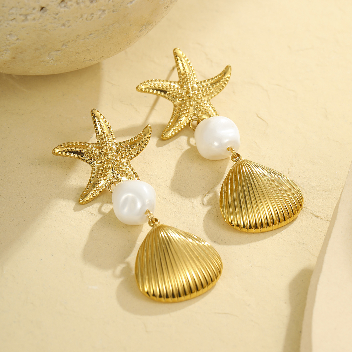 Seaside Starfish Shell Pendant Earrings-Neogeekshirts:luchamp