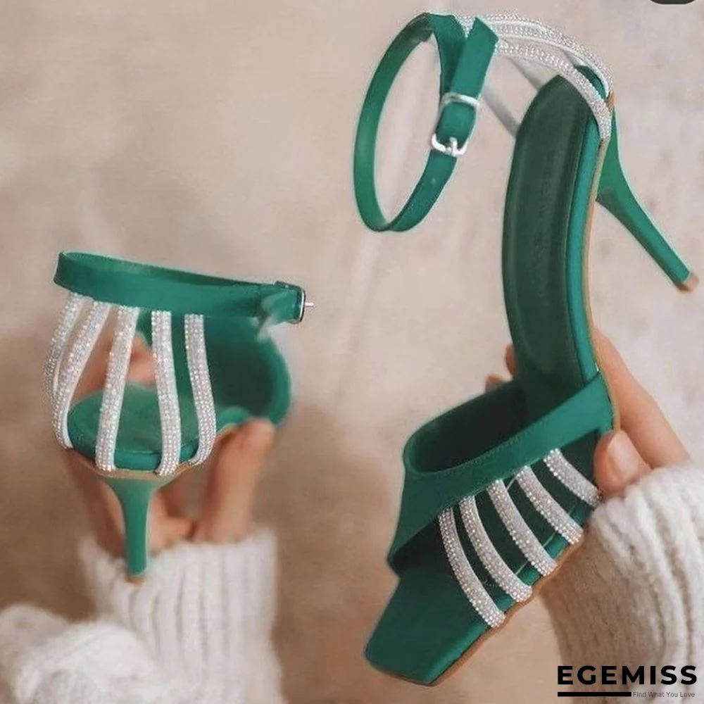 Green Casual Simplicity Hollowed Out Patchwork Fish Mouth Shoes | EGEMISS