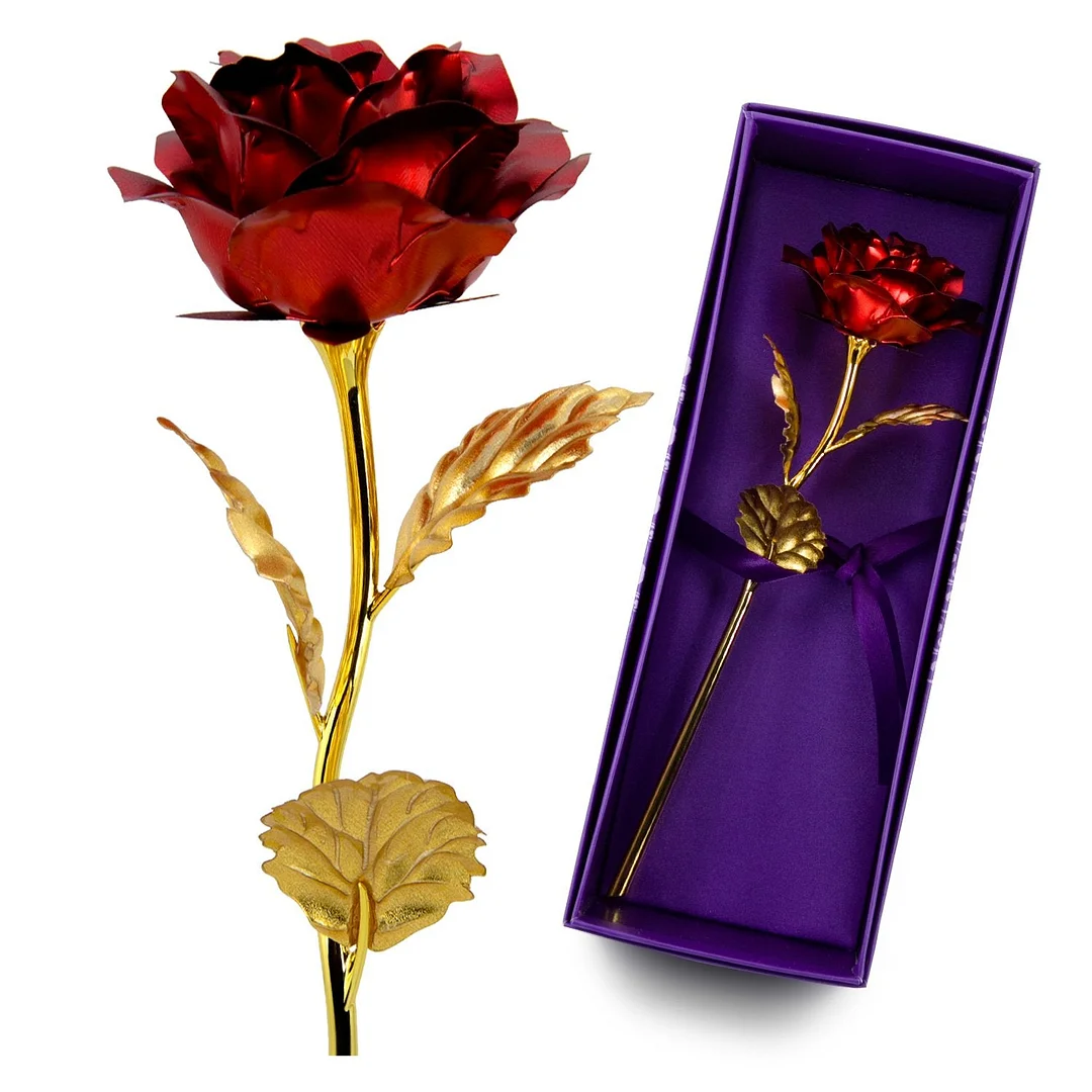 Monther Day Gift 24K Gold Foil Artificial Rose Flower Birthday Gift