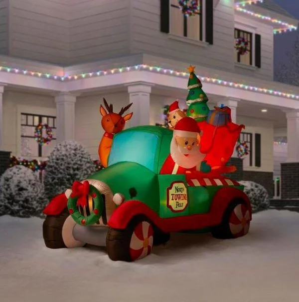🔥kukelife🔥Christmas-6 ft inflatable santas vintage tow truck