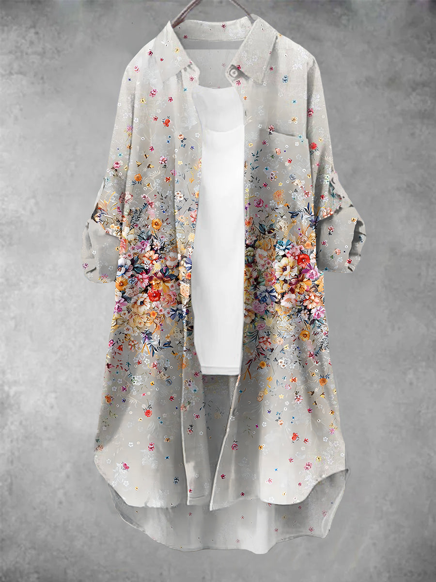 Women's Vintage Floral Art Print Casual Dress