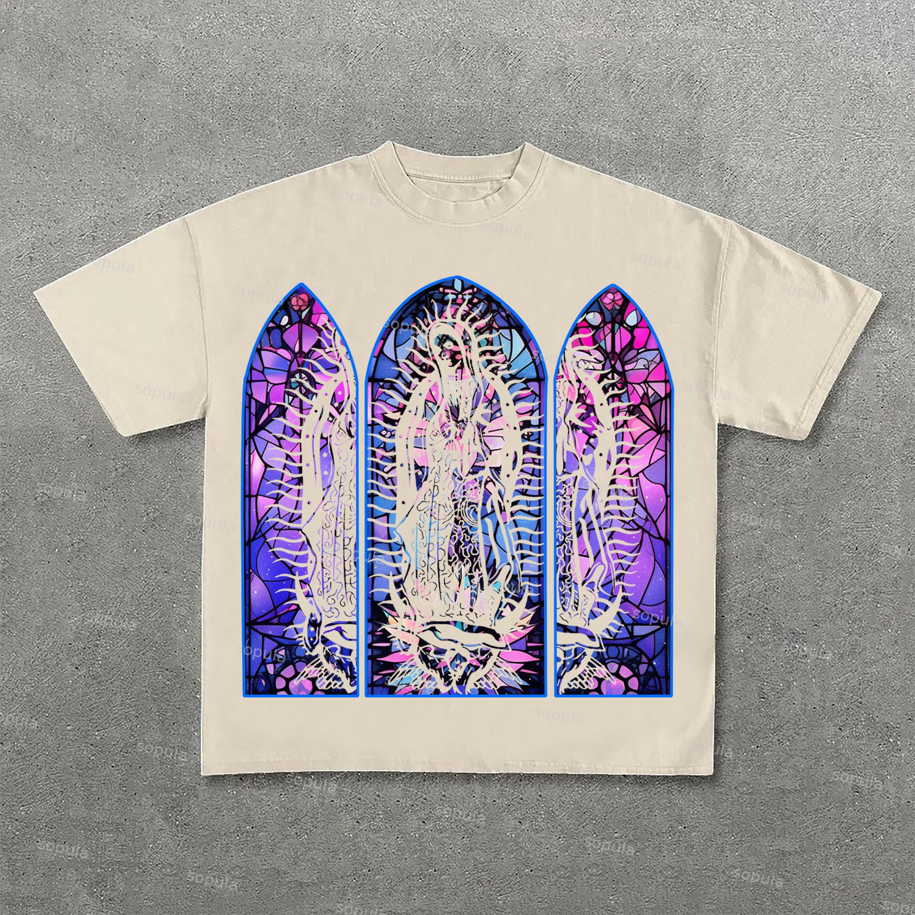Sopula Unisex Original Night Glow Textured Stained Glass Print Cotton T-Shirt - Sopula｜Premium Graphic Tees & Graphic Clothing