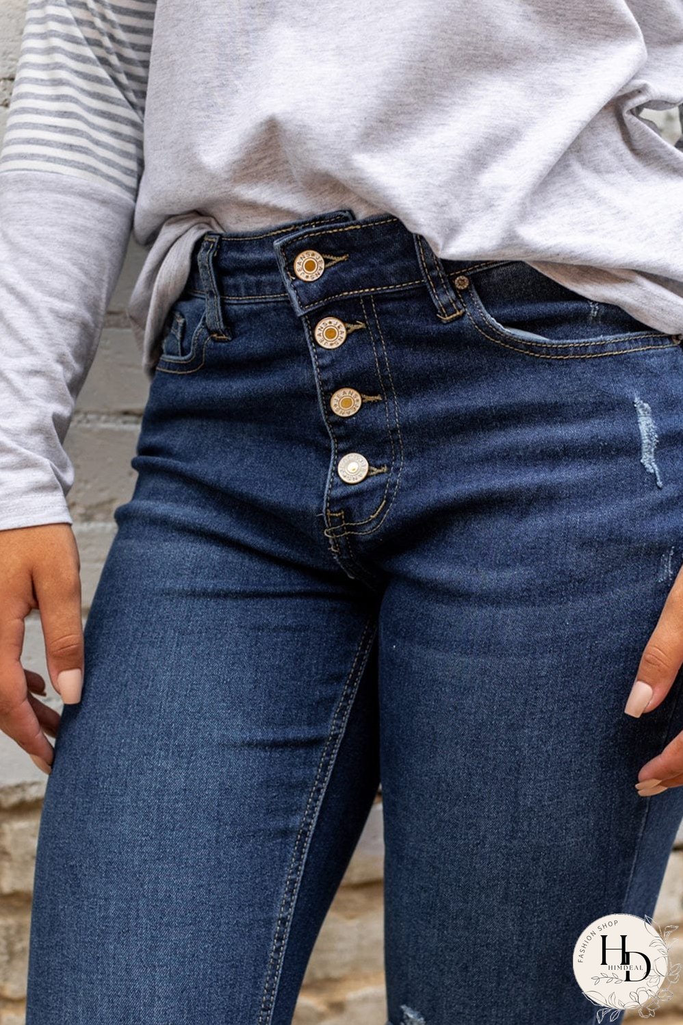 Distressed Dark Wash Flare Jeans with Wild West Graphic