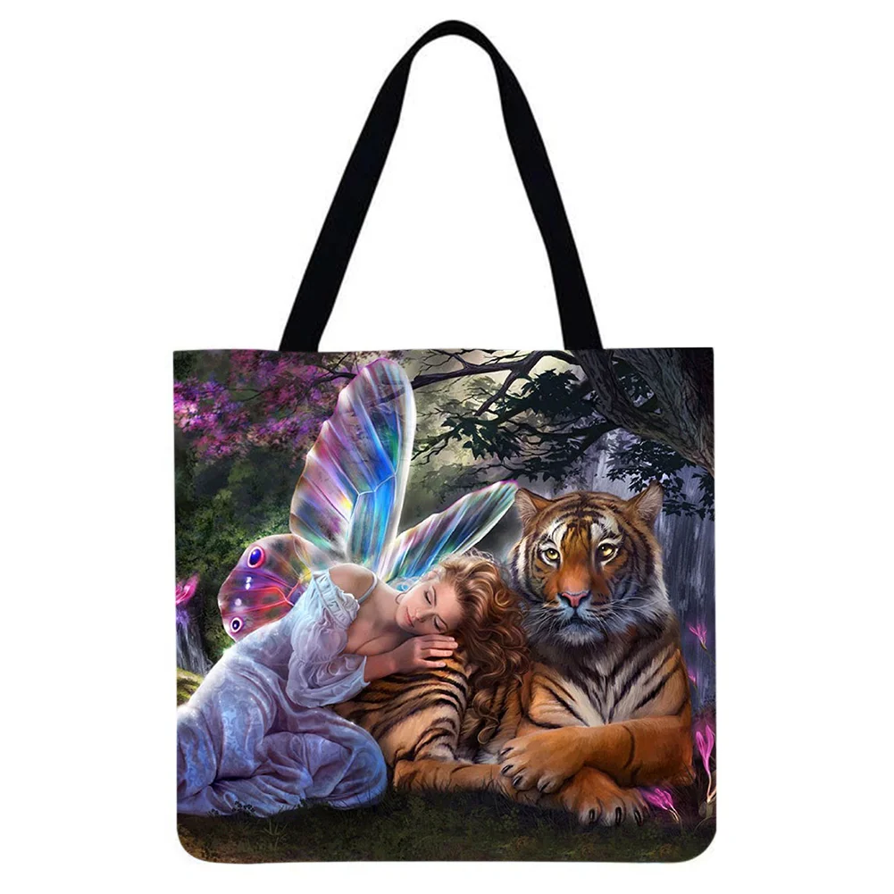 Linen Tote Bag-Beauty and beast