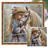 Girl And White Horse-11CT Stamped Cross Stitch 40*40cm/15.75*15.75in tapestrymarket
