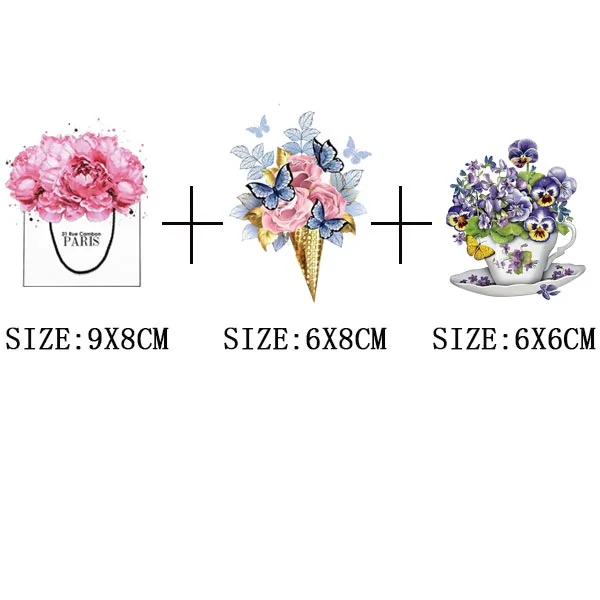 Beautiful Flowers Thermal Sticker On T-shirt DIY Washable Iron On Transfer For Clothing Funny Design Patches On Clothes Applique