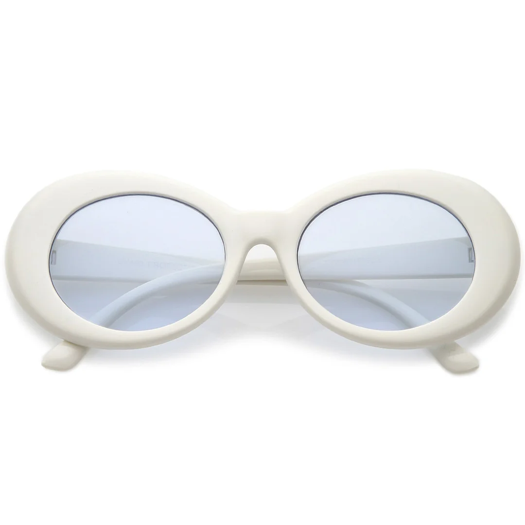 Retro White Oval glasses With Tapered Arms Colored Round Lens  51mm
