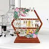 DIY Wooden Purple Flowers Diamond Painting Jewelry Holder Organizer 3-Tier Diamond Art Ring Jewelry Display Stand Ideal Gifts for Women and Girls