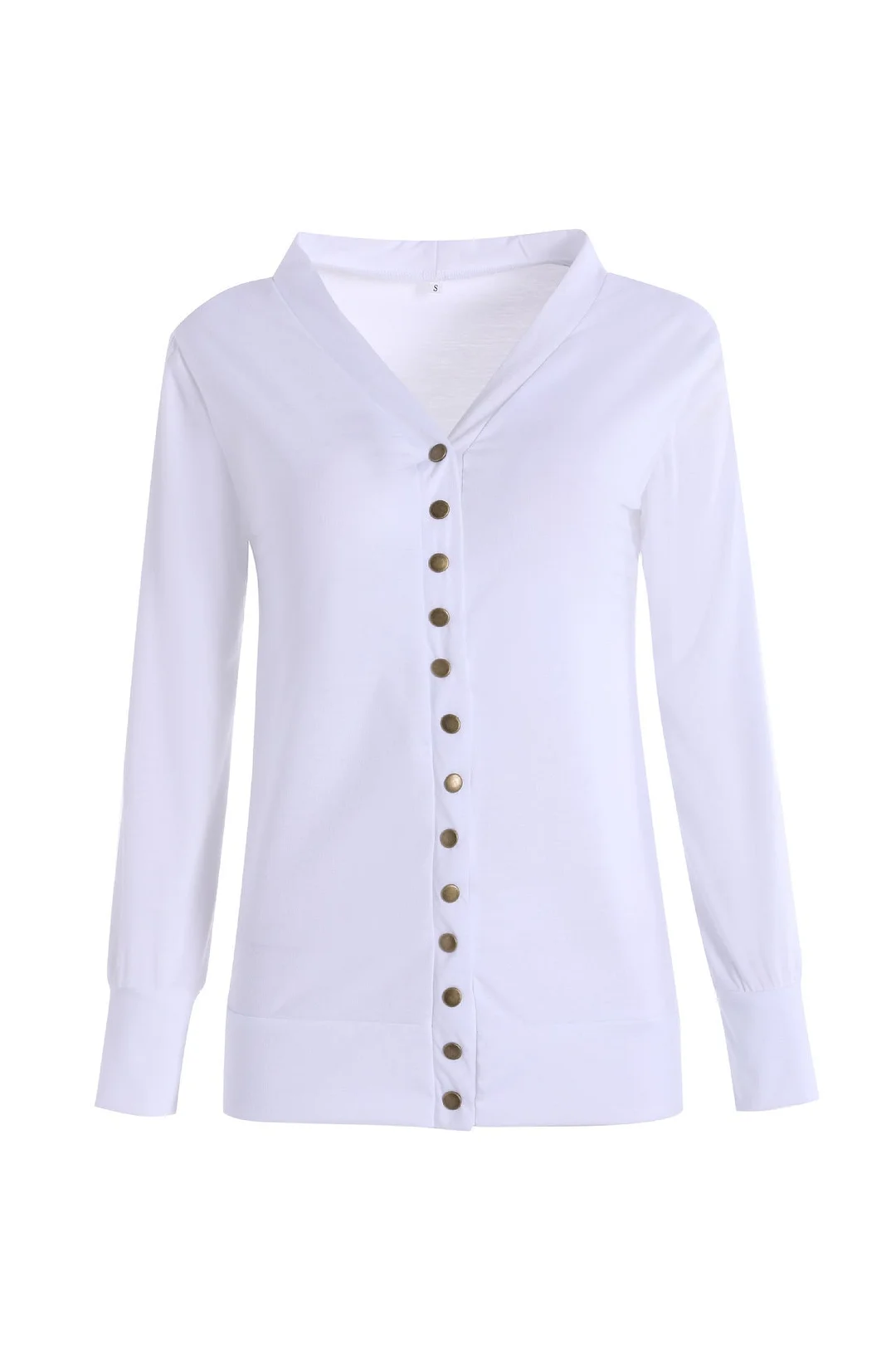 Brownm Solid Color V-neck Long Sleeve Coats