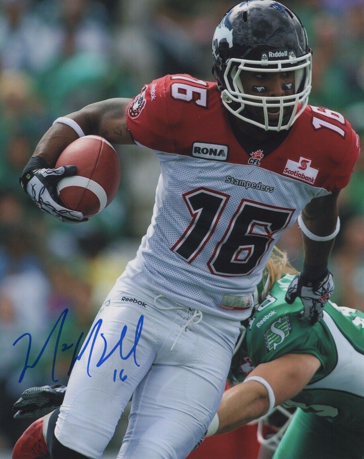 MARQUAY MCDANIEL SIGNED AUTOGRAPH CALGARY STAMPEDERS 8X10 Photo Poster painting PROOF