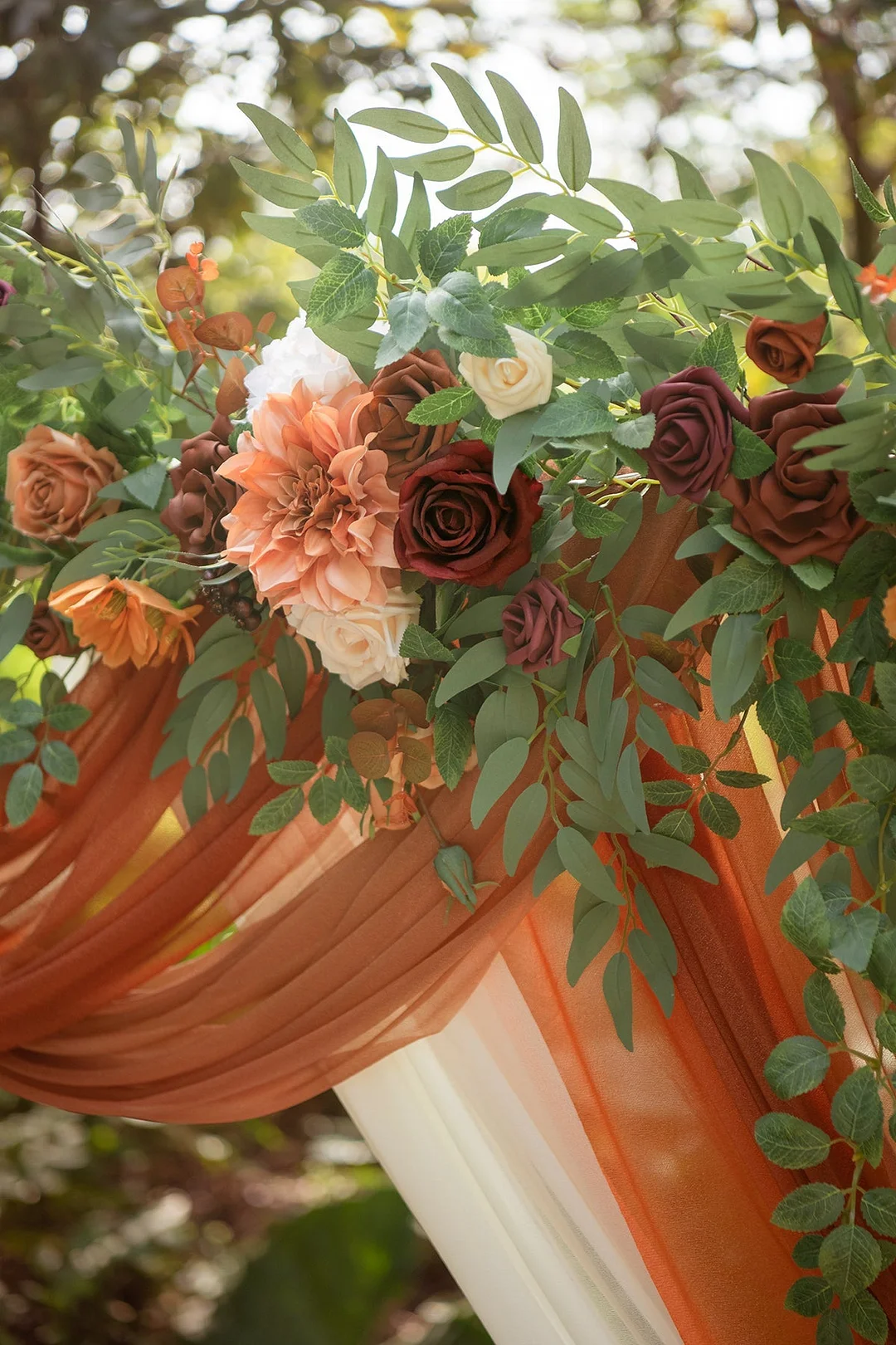 6.5ft Flower Garland with Hanging Vines in Sunset Terracotta
