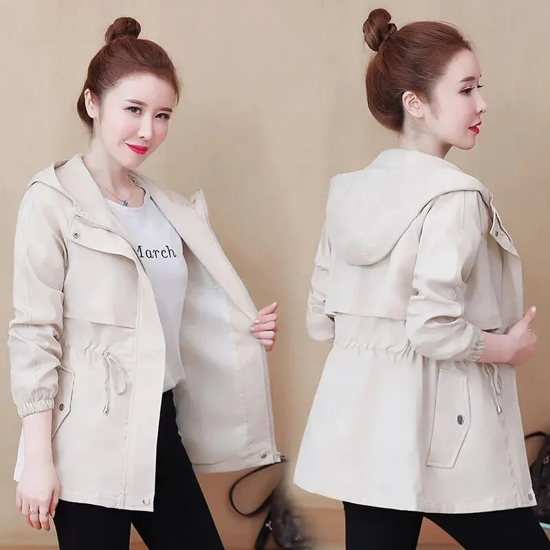 2023 New Autumn Women Jacket Hooded Windbreaker Long Sleeve Casual Coats Female Loose Outwear Bomber Jackets