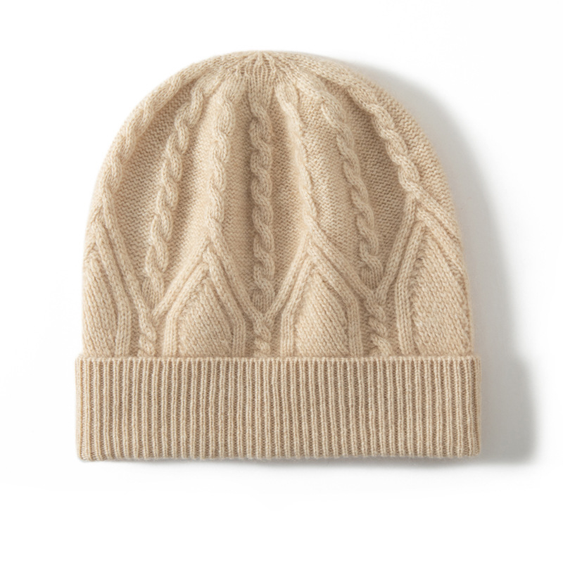 100% Cashmere Cuffed Beanies Unisex REAL SILK LIFE