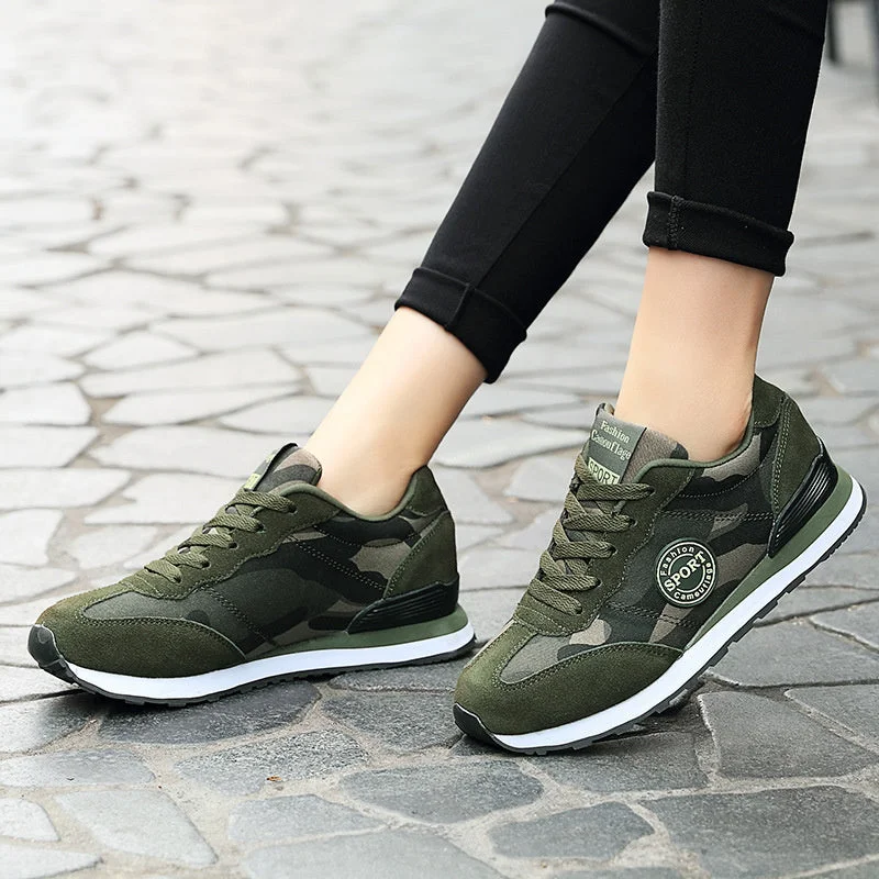 Women Casual Lace-up Camo Sneakers
