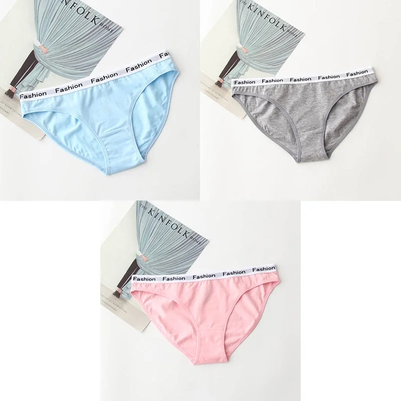 M-2XL Cotton Panties Female Underpants Sexy Panties for Women Briefs Underwear Plus Size Pantys Lingerie 3PCS/Set 5 Solid Color