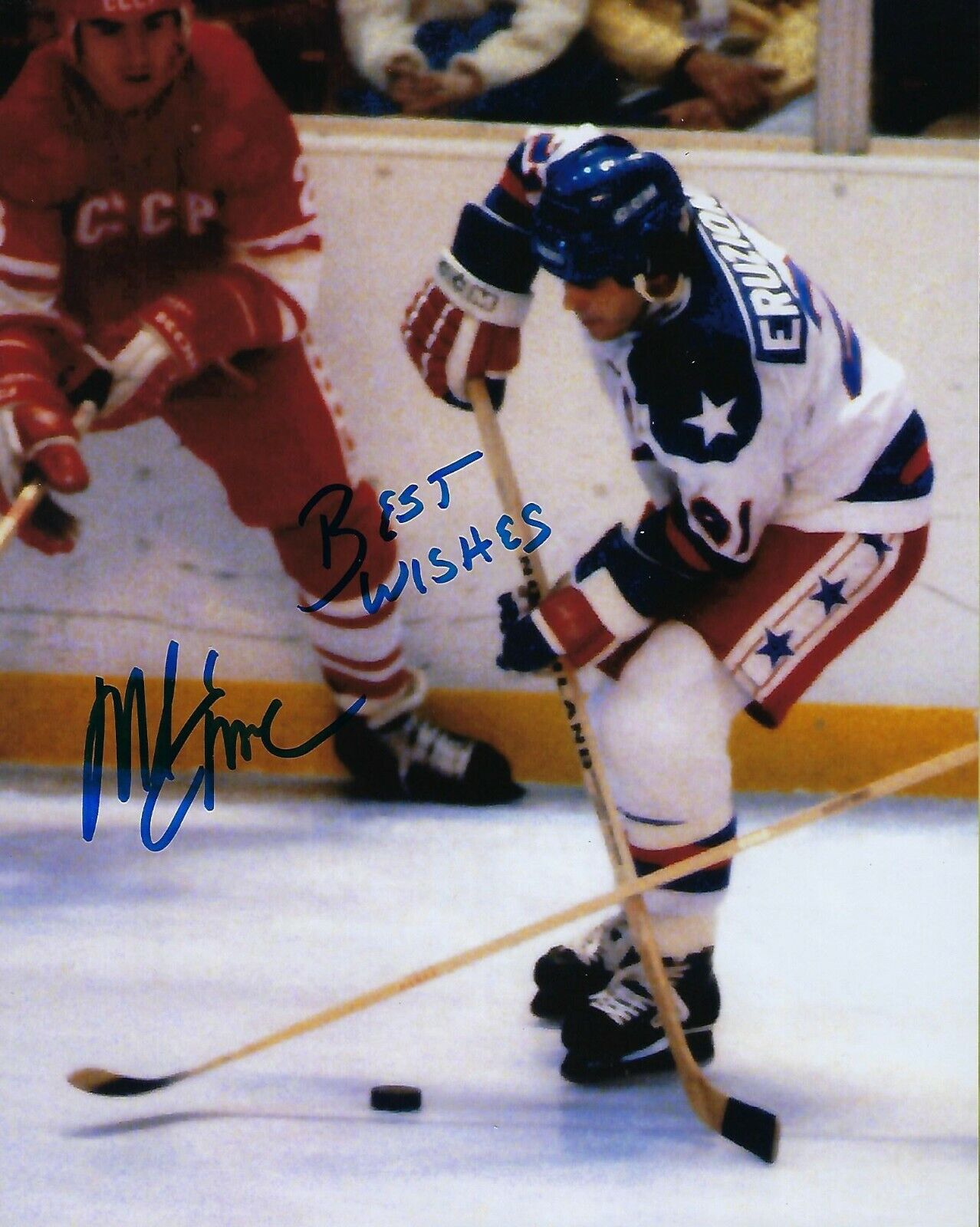 GFA 1980 Miracle on Ice Captain * MIKE ERUZIONE * Signed 8x10 Photo Poster painting M4 COA