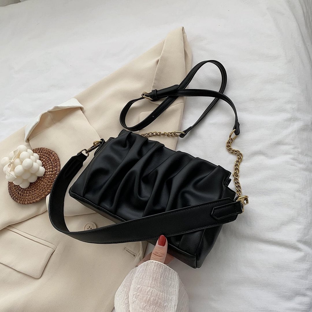 Folds Design PU Leather Crossbody Bags For Women 2020 Elegant  Solid Color Shoulder Handbags Female Travel Cross Body Bag