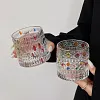 Luxury painted whiskey glass, premium liquor glass, household rotating tumbler glass beer glass