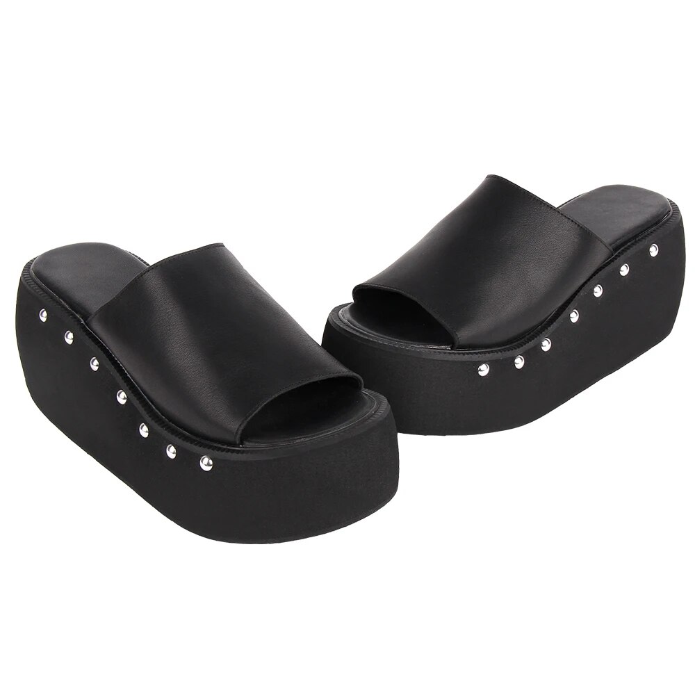TAAFO Woman Sandals Genuine Leather Shoes Lady High Heels Pumps Platform Girl Dress Party Sandals 8cm