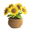 Crochet Flowers Potted Plants Decorative Crochet Ornaments DIY Gifts for Friends