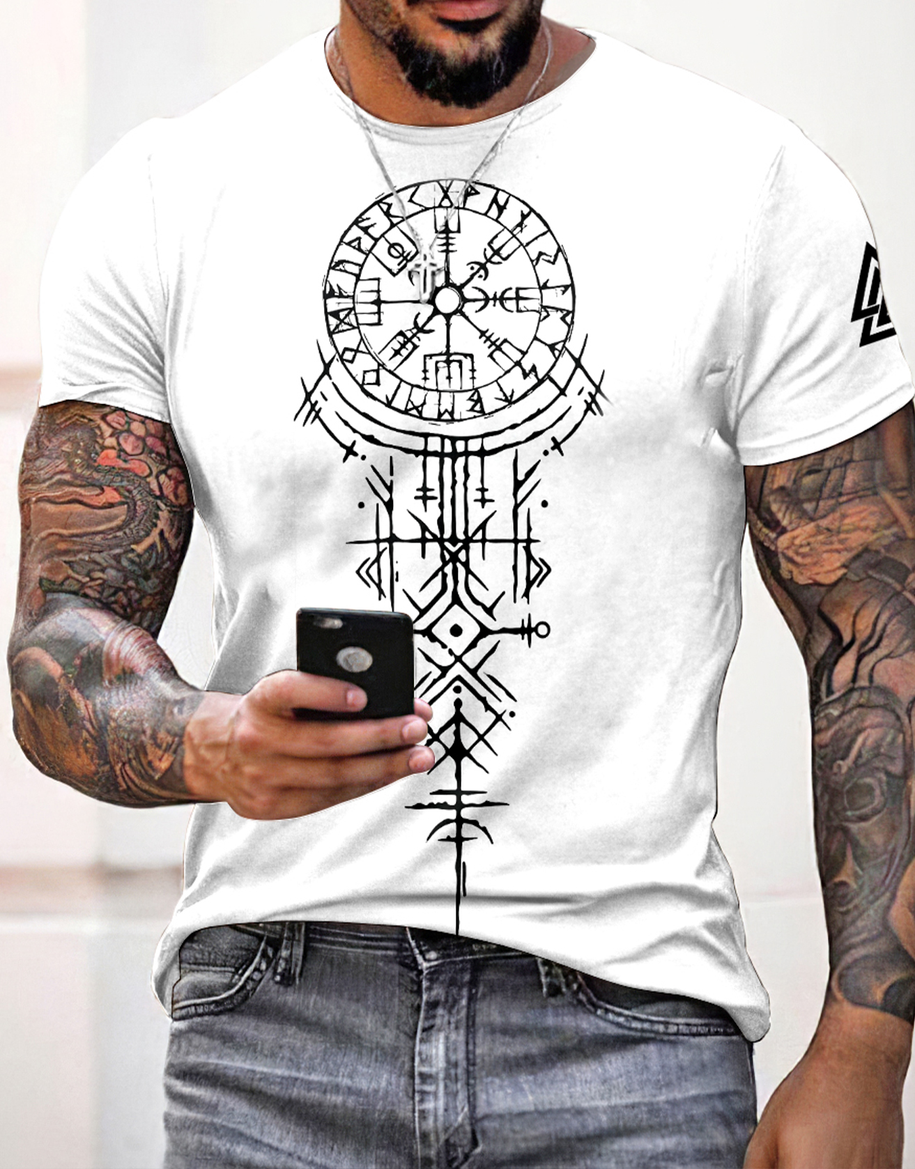 Viking Totem Print T-shirt / TECHWEAR CLUB / Techwear