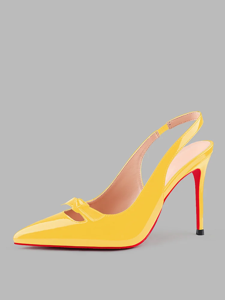 100mm Women Slingback Pumps Retractable belt  Stiletto Cute Hollow Decoration  Pointed Toe Dress Red Bottoms Shoes