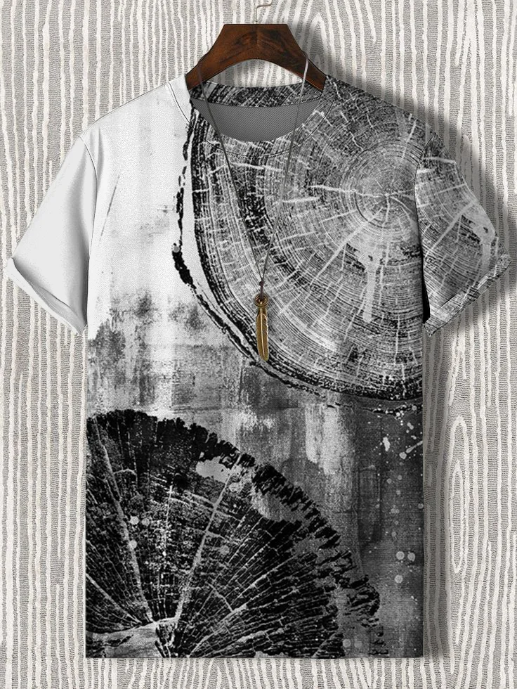 Men'a Retro Tree Pattern Art Print T-Shirt