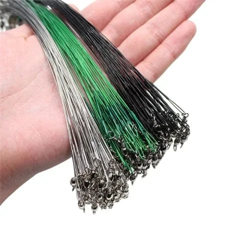 pornhint Pornhint 20PCS Anti Bite Steel Fishing Line Steel Wire Leader With Swivel Fishing Accessory Lead Core Leash Fishing Wire 15CM-50CM