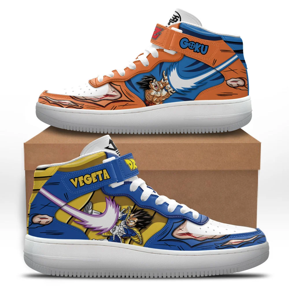 Goku and Vegeta Ki Blast Sneakers Air Mid Custom Dragon Ball Anime Shoes