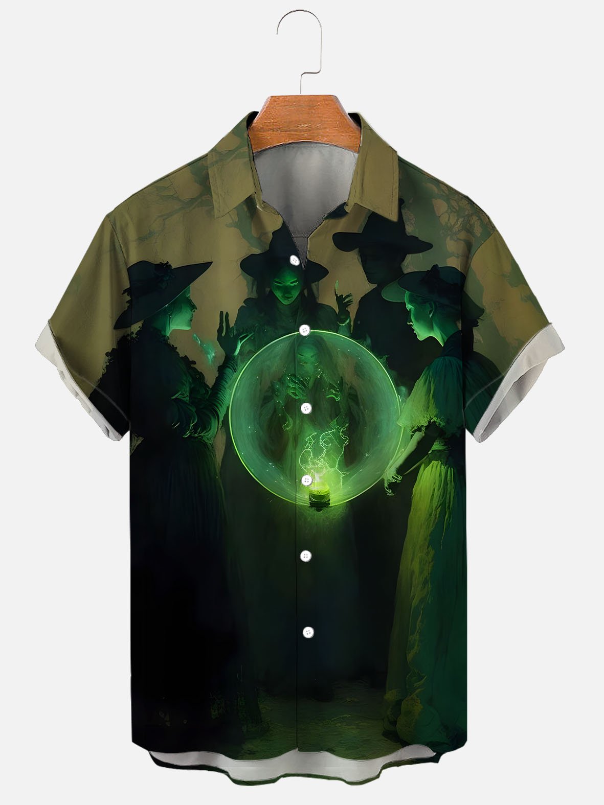 Men´s Halloween Scary Witch Prayer Art Print Shirt