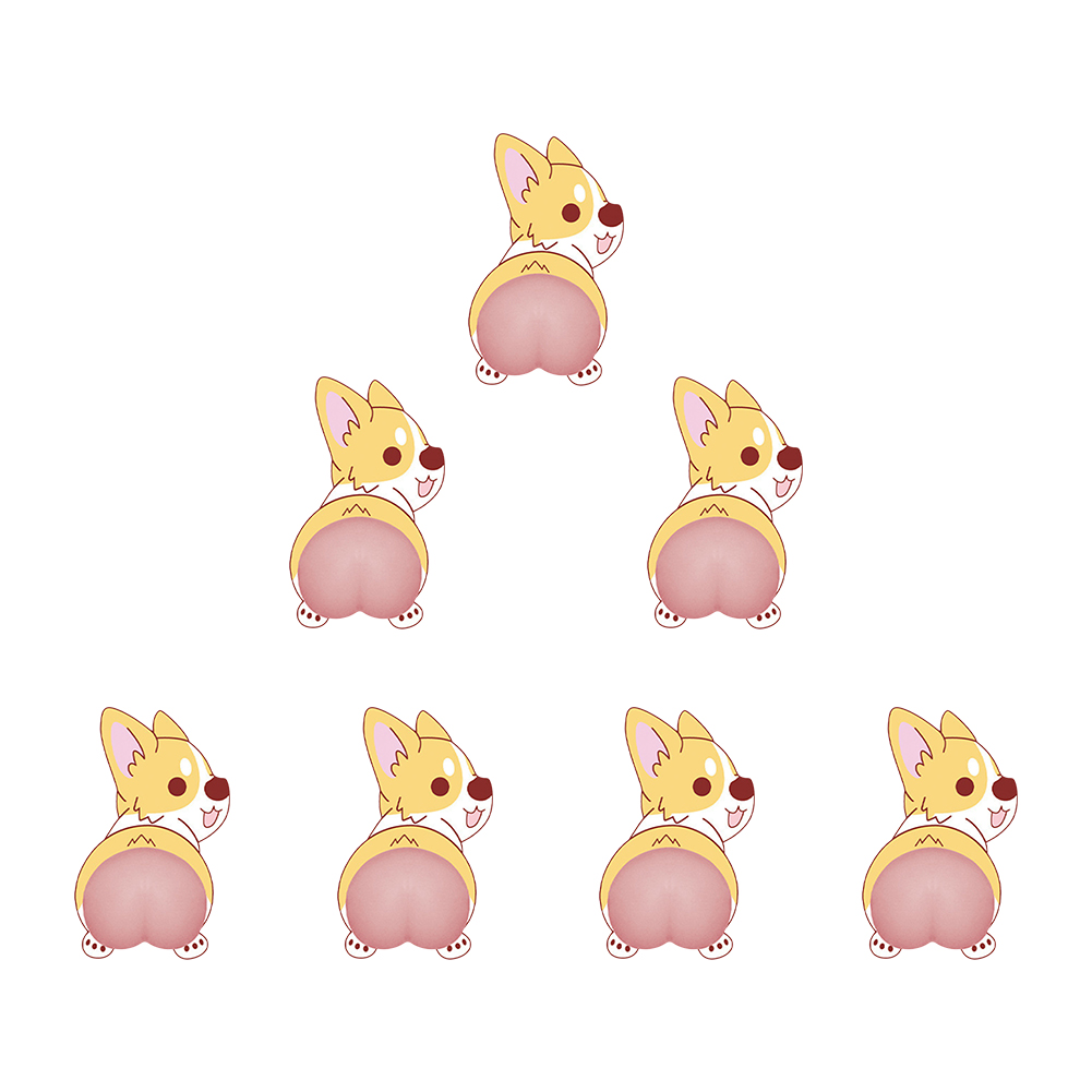 

3D Cartoon Corgi Butt Waterproof Mirror Sticker DIY Bumper Guitar Decals, 501 Original