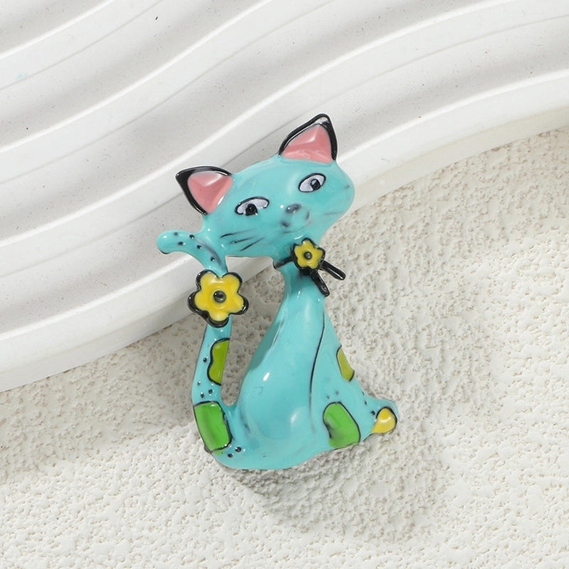 Cute Pin Cartoon Cat Alloy Enamel Unisex Brooches