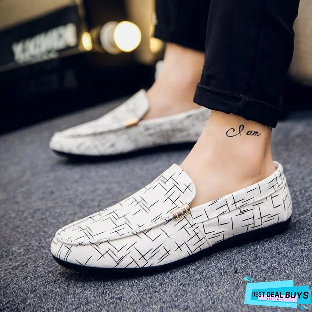 Men Summer Light Canvas Loafers Shoes Breathable Fashion Flat Footwear