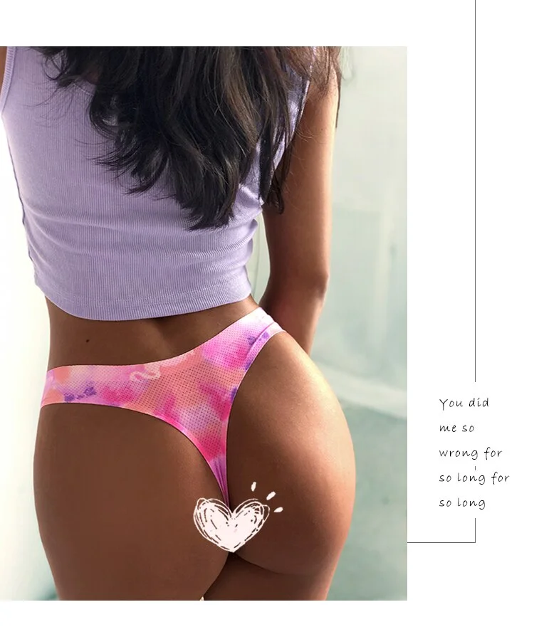 Ladies sexy printed floral underwear temptation low waist seamless thong panties breathable underwear female G string lingerie