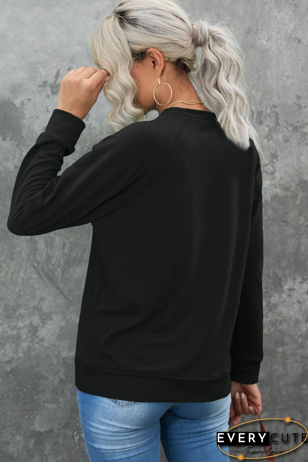 Valentine Letter Heart Print Long Sleeve Graphic Sweatshirt